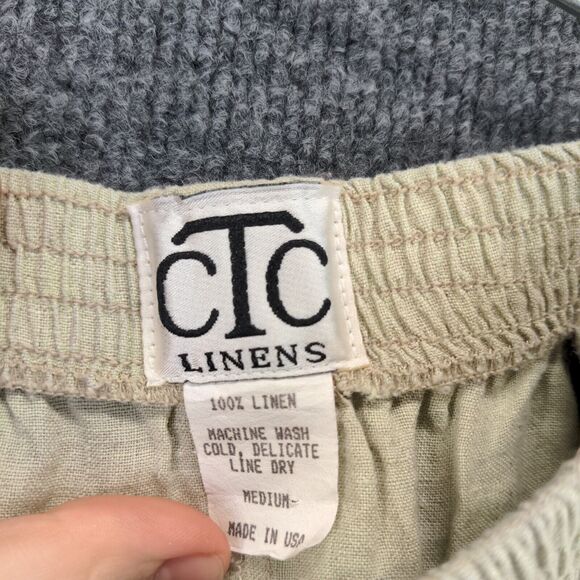 CTC Linens Womens Pull On Cropped Pants Green Medium Elastic Waist Made in USA - Picture 8 of 10